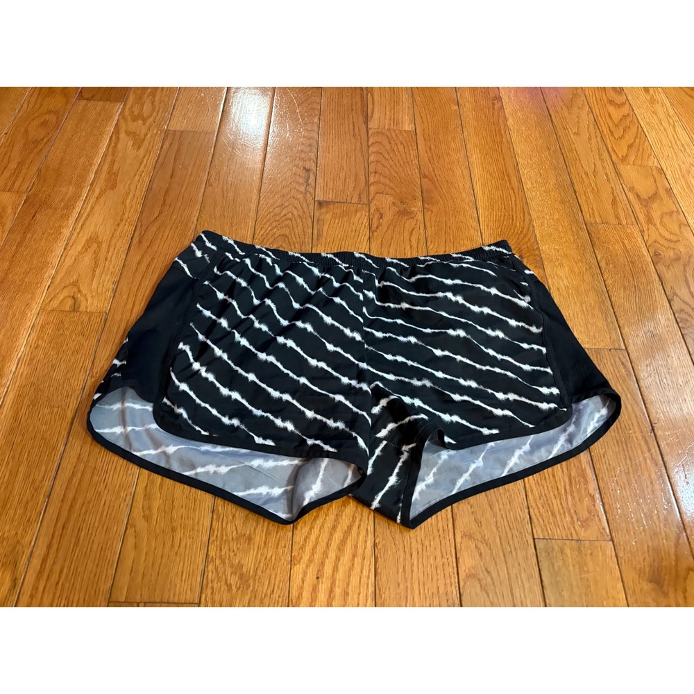 Old Navy Active Black White Stripe Running Shorts Womens Large Semi-Fitted Liner